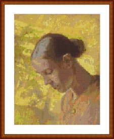 Anna Ancher pige i gul stue